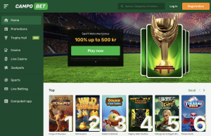 image of campa bet casino website